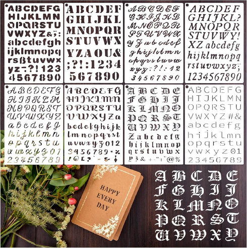 Small Letter Stencils for Painting on Wood Crafts Reusable Alphabet Stencil Art Paint on Wall Canvas Pattern Paint Number Stencils for Journal Car...