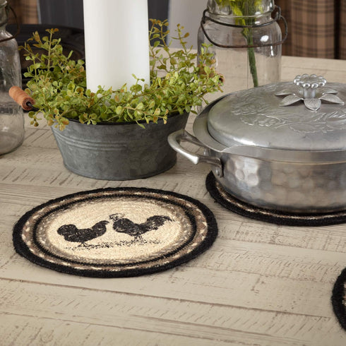 VHC Brands Sawyer Mill Charcoal Table Décor, 8" Trivet, Poultry...