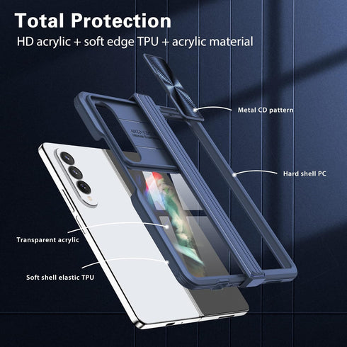 Compatible with Samsung Z Fold 4 Case with Camera Lens Protector Slide Black,Phone Samsung Galaxy Z Fold 4 Case Silicone Transparent Shockproof Lu...