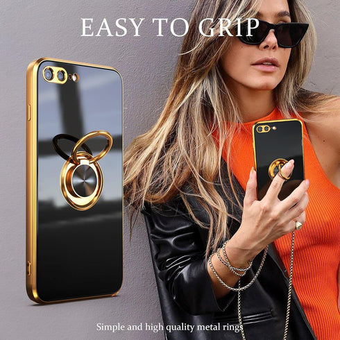 IDweel for iPhone 8 Plus Case,for iPhone 7 Plus Case with 360°Ring Holder Stand Magnetic Kickstand,Lightweight Slim Fit Plated Rose Gold Edge Soft...