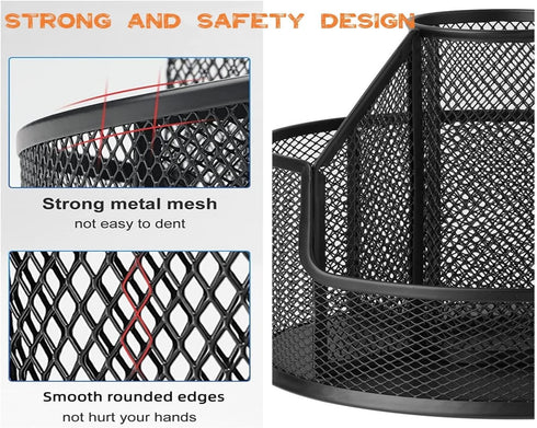 Pencil Holder for Desk, Rotating Desk Organizer Metal Mesh Pen Holder for Desk Cute Pen Organizer for Desk Marker Organizer Office, School, Home, ...