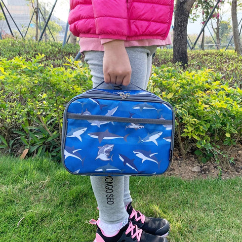 FlowFly Kids Lunch box Insulated Soft Bag Mini Cooler Back to School Thermal Meal Tote Kit for Girls, Boys, Shark...