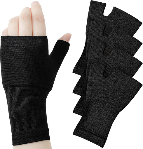 4 Pieces Unisex Wrist Thumb Support Sleeve Fingerless Wrist Gloves Compression Arthritis Gloves Sports Wrist Support Brace for Fatigue Sports Typi...