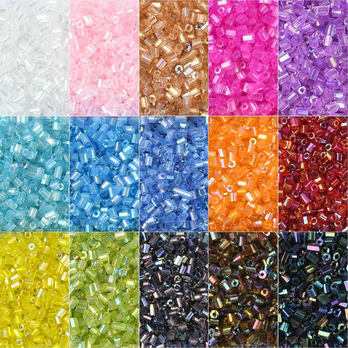 DanLingJewelry Approx 19500Pcs 15 Colors 2mm Glass Seed Beads Small Tube Spacer Loose Beads Kit for DIY Jewelry Making...