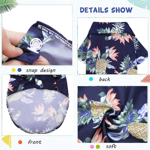 Pack of 4 Hawaiian Dog Shirt Summer Breathable Pet Clothes Dog Sweatshirts Cool Coconut Tree Pineapple Beach Dog Shirts for Small Medium Large Dog...
