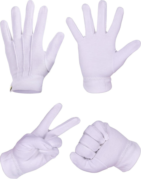 Shappy White Stitched Cotton Gloves for Formal Tuxedo Jewelry Inspection, White Gloves for Men, 23 cm/ 9 inches...