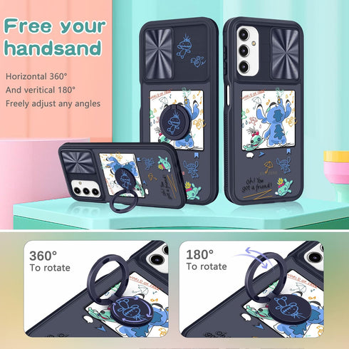 Joyleop (2in1 for Samsung Galaxy A13 5G Case Cartoon Cute Painter for Girls Pretty Women Teen Kids Girly Phone Covers Blue Pattern Design with Sli...