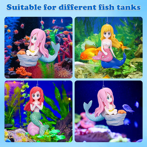 Floating Fish Tank Decorations, 3PCS Mermaid Floating Aquarium Decorations Fish Tank Decor Turtle Betta Fish Bowls Kit Decor Fish Toys...