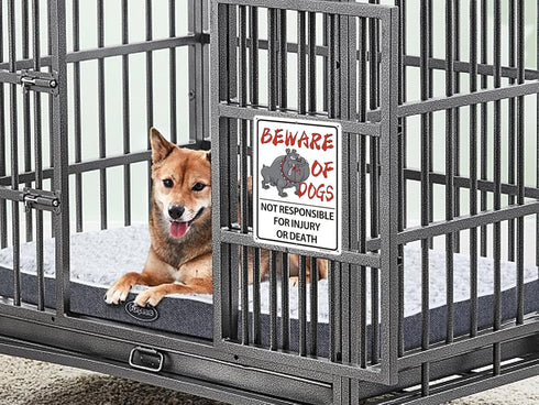 Beware of Dog Sign for Fence,No Trespassing Sign,10" x 7" x 0.04" Metal Sign,UV Protected and Weatherproof,Resistant to Fading and Harsh Weather,f...
