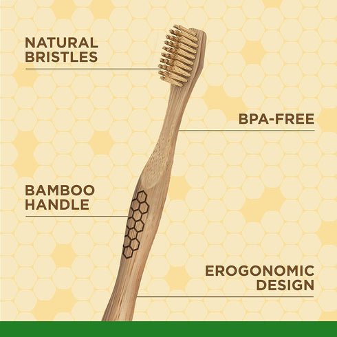 Burt's Bees for Pets Bamboo Bristle Dog Toothbrush - Naturally Derived Dog Toothbrush Made from Bamboo - BPA Free, Ergonomic Handle Toothbrush for...
