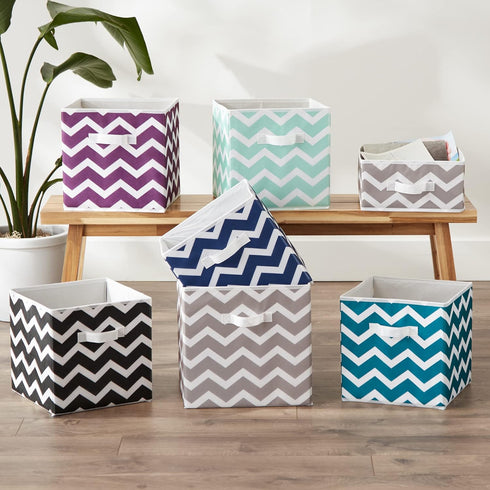 DII Non Woven Polyester Storage Bin, Chevron, Black, Small Set of 2...