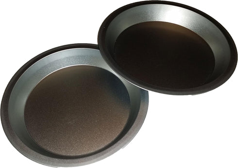 Two 9 inch Pie Pans a Heavy weight steel none stick bakeware set with even heating (Standard version)...