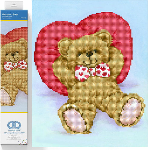 DIAMOND DOTZ ® - Relax-A-Bear, Partial Drill, Round Dotz, Diamond Painting Kits, Diamond Art Kits for Adults, Gem Art, Diamond Art, Kits, 13.8"x10...