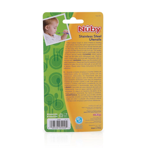 Nuby 2 Piece Stainless Steel Utensil, Blue/Green, 2 Count...
