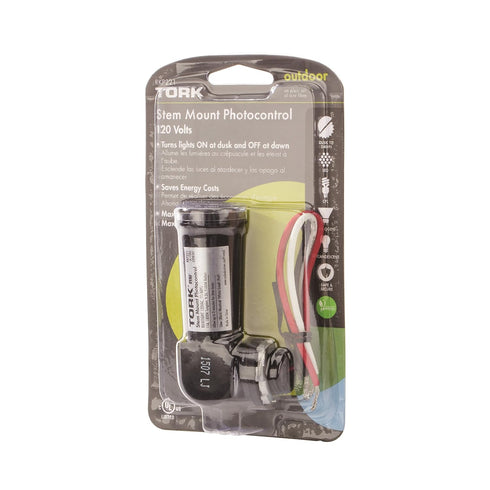 NSi Industries, LLC TORK RKP221 Outdoor 120-Volt Stem Mount Photocontrol - Controls Lighting Dusk to Dawn - Compatible with Incandescent/Compact F...