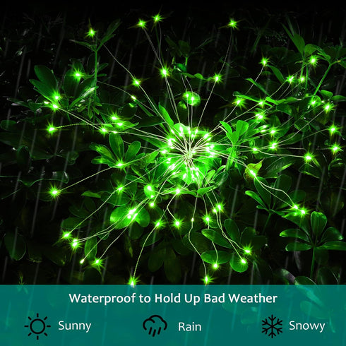 JJGoo Solar Garden Lights Solar Firework Lights, 2 Pack 120 LEDs 2 Lighting Modes Solar Lights Outdoor Waterproof for Garden Patio Walkway Pathway...