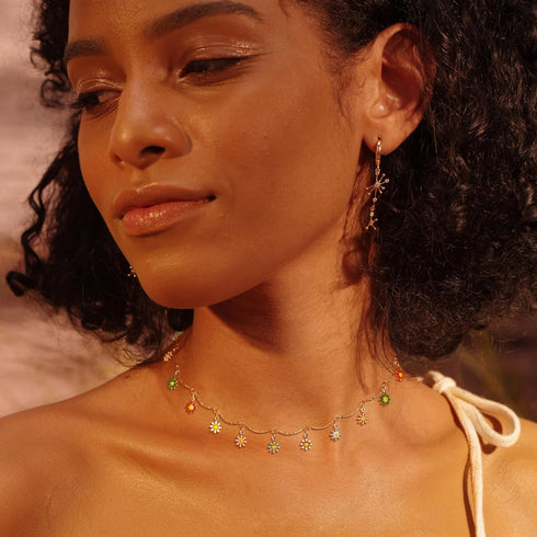 Fettero Cute Choker Necklace for Women Colorful Daisy Flower Choker Cute Chain Choker Necklace Delicate Fashion Gold Dainty Simple Necklace for Wo...