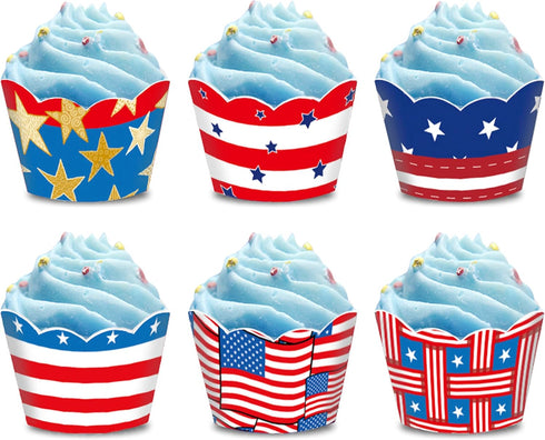 Attractive Patriotic Cupcake Liners Red, White And Blue Themed Party Decorations Baseball Events Beautiful Decorations For Independence Day Celebr...