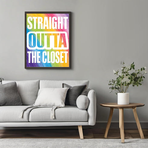 Posterizer 1 pcs-straight outa closet-fun rainbow colorful poster-Gay & LGBTQ Art-Typography Art-Gift for LGBTQ, Queer, Gay, Bi, Lesbian- UNFRAMED...