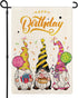 Happy Birthday Garden Flag, Cute Gnome Birthday Celebration Yard Flag, 12.5 x 18 Inch Double Sided Cake Balloon Gift Box Gnomes Flag for Yard Pati...