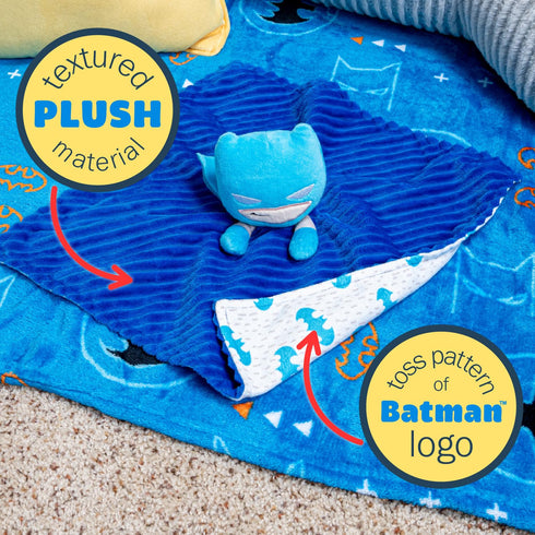 KIDS PREFERRED DC Comics The Batman Lovey Security Blanket, Soft Huggable Dark Knight Plush Lovey Toy for Baby and Infant Boys and Girls, Textured...