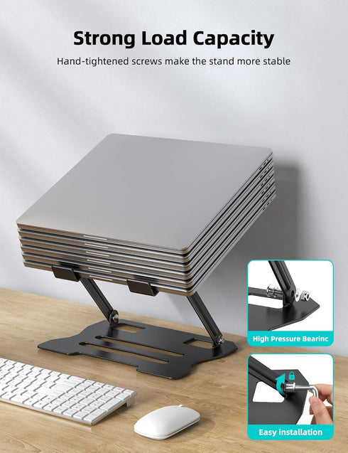 Laptop Tablet Stand, Universal Adjustable Carbon Steel Laptop Computer Stand, Ergonomic Foldable Portable Desktop Tray Cooling Holder Compatible w...