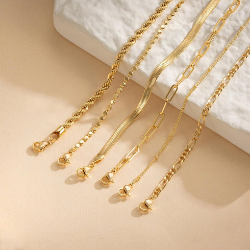 Gold Bracelets for Women 14k Real Gold Plated Dainty Bracelet Stack Set for Women Trendy Cuban Paperclip Link Snake Rope Figaro Chain Cute Stackab...