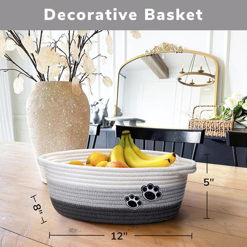 Small Dog Toy Basket, Cute Woven Basket for Shelves, Decorative Rope Storage Basket for Nursery, Baby Gift Basket for Diapers, 12 x 8 x 5 inches...