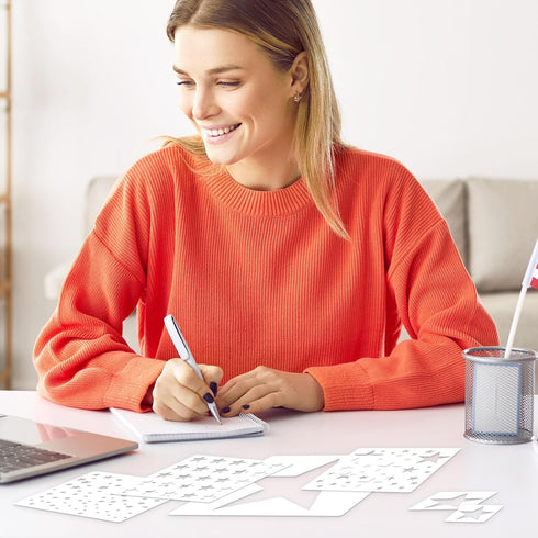 16Pcs Star Shape Stencils Patriotic Star Templates Stencils Reusable Plastic Drawing Painting Template for 4th of July DIY Art Craft Painting on W...