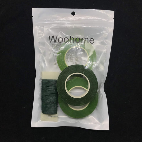 Woohome Floral Arrangement Tool Kit 3 Roll of 1/2 Inch Floral Tapes, 1 Roll of 22 Gauge Floral Paddle Wire and 100 PCS Ball Head Pins for Wedding ...
