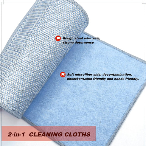 2024 Upgraded Non-Scratch Wire Dishcloth/Reusable All-Purpose Kitchen Towel Cloth with Loop/Wire and Coir Fiber Quick Drying Cleaning Kitchen Towe...