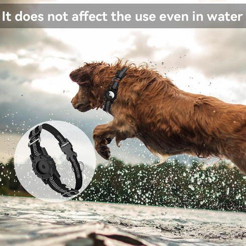 Airtag Dog Collar Adjustable Reflective Apple Air Tag Dog Collar Soft Nylon Dog Collars with Air Tag Holder Case Integrated Air Tag Accessories Pe...