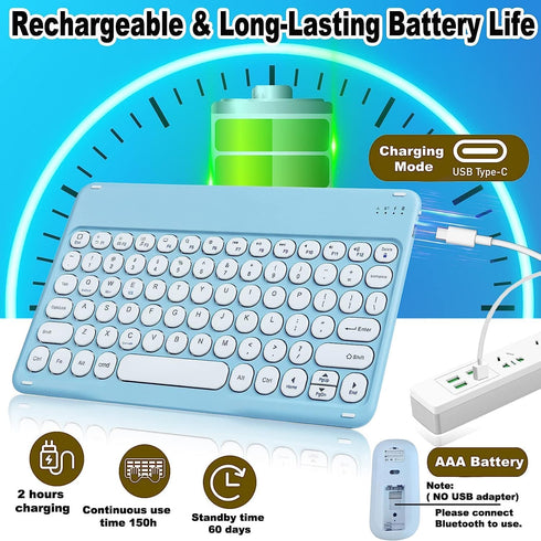 Wireless Bluetooth Keyboard and Mouse Combo Portable Mini Small Slim Compact Typewriter Ergonomic Travel Bluetooth Keyboard Mouse for iPhone iPad ...