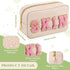 Sanwuta 4 Pcs Chenille Bag Preppy Patch Makeup Bag Cosmetic Bag Chenille Letters Toiletry Bag PU Leather Waterproof Portable Pouch Travel Organize...