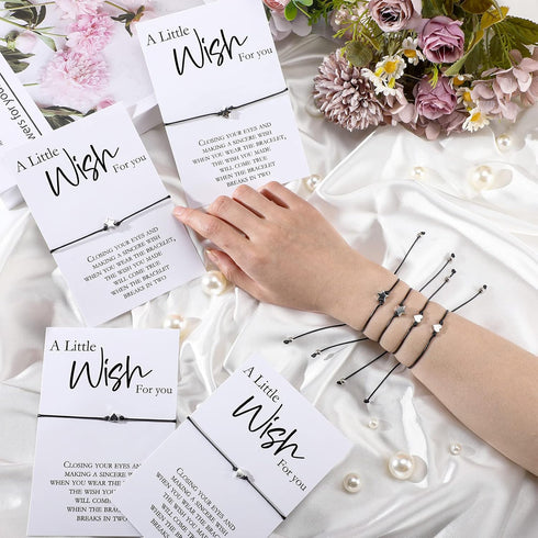 24 Sets Wish Card Bracelets for Women Braided Heart and Star Adjustable Wish Bracelets Wax Rope Matching Couple Bracelet Woven Bracelets with Wish...