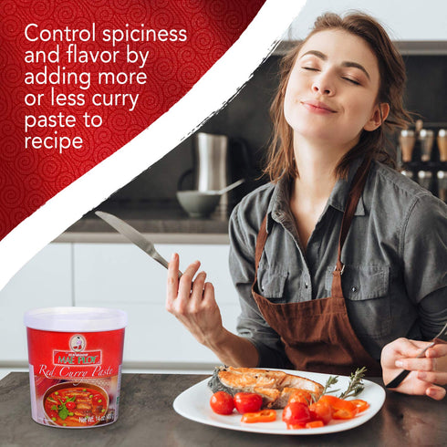 Mae Ploy Red Curry Paste, Authentic Thai Red Curry Paste For Thai Curries And Other Dishes, Aromatic Blend Of Herbs, Spices And Shrimp Paste, No M...