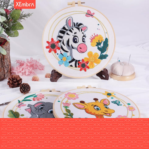 XEmbro 3 Sets Embroidery Kit for Beginner Adults Animal Embroidery Stamped Cross Stitch Kits for Adult Beginners with Stamped Pattern, Embroidery ...
