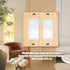 2PC Solid Wood Double Rocker Light Switch Plate 4.5" X 4.5" Bamboo Light Switch Cover Quality Raw Wooden Decorative Bedroom Kitchen Home Decor (Do...