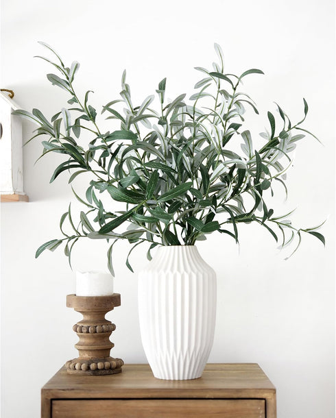 FiveSeasonStuff Lifelike Olive Branches – Premium 30-inch Faux Greenery with Realistic Gray-Green Leaves & Bendable Stems – 6 Stems for Home, Even...