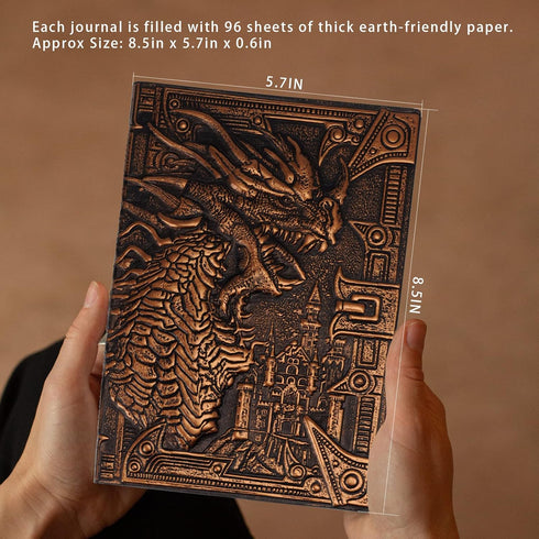 DND Journal 3D Vintage Dragon Embossed Leather Cover Fantasy Personal Planner - 192 Pages A5 Notebook Great Daily Campaign Sketchbook for GM & Pla...