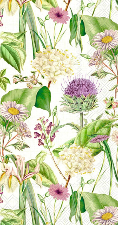 Wildflower Design 3-Ply Paper Guest Towels - 32 Count (2 Packs of 16CT) - Purple, Pink, and White Floral Pattern on Cream Background...