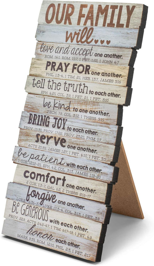 Lighthouse Christian Products Our Family Will Love One Another Rustic Stacked Pallet 5 x 10 Wood Plaque...