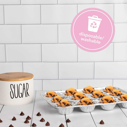 PLASTICPRO Aluminum Foil Muffin Pans Reusable and Disposable, Holds 12 Mini Cupcakes/Muffin foil Pan Pack of 20...