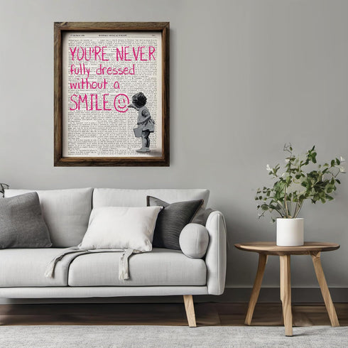 Posterizer 1 pcs-You're never fully dressed without a smile quote-Motivational & Inspirational Art-Gift for Couples boyfriend girlfriend Husband W...