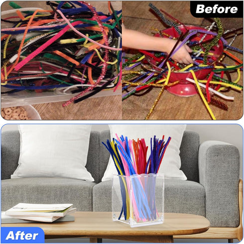 Acrylic Pipe Cleaners Storage & Organizer, Pipe Cleaners Holder with Separation, Fit for Pipe Cleaners Art and Craft Supplies, with Installation T...
