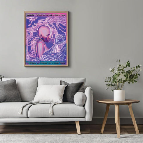 Posterizer 1 pcs-when things change inside you-colorful aesthetic retro art-Retro Art-Motivational & Inspirational Art-Living Room Bedroom Decor- ...