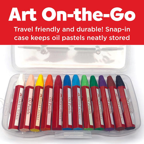 Faber-Castell Blendable Oil Pastels In Durable Storage Case- 12 Vibrant Colors - Non-Toxic Pastels for Kids...