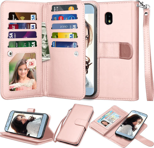 NJJEX Wallet Case for Galaxy J3 2018/Eclipse 2/J3 Orbit/J3 Achieve/Express Prim 3/Amp Prim 3/J3 Aura/Sol 3/J3 V 3rd/J3 Star, PU Leather Card Slots...