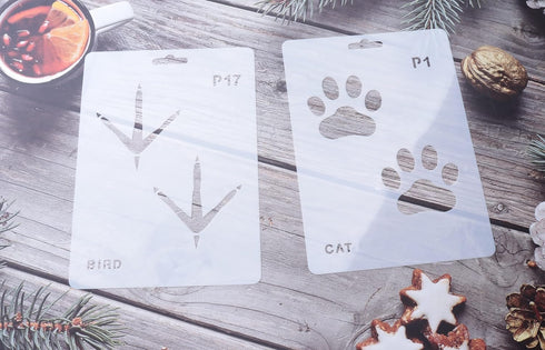 Sowaka 20 Pcs Animal Footprint Stencils Plastic Reusable Painting Templates for Painting on Wood Walls Art Craft Scrapbooking Journal Drawing Home...