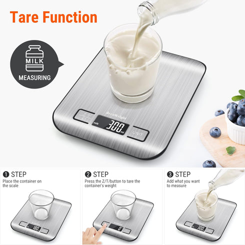 AccuWeight 211 Digital Kitchen Food Scale for Cooking Baking Coffee Scale 5000g by 1g with Tare and LCD Display Food Weight Scale, 8.11×6.42×1.18"...